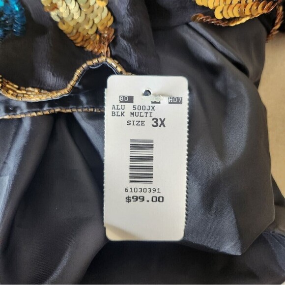 NWT DRAPER'S & DAMON'S Vintage women's multi sequin artsy plus size jacket 3X - Picture 9 of 9